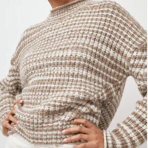 Rails Echo Sweater Brown White Space Dye Wool Blend Chunky Knit Sweater Small